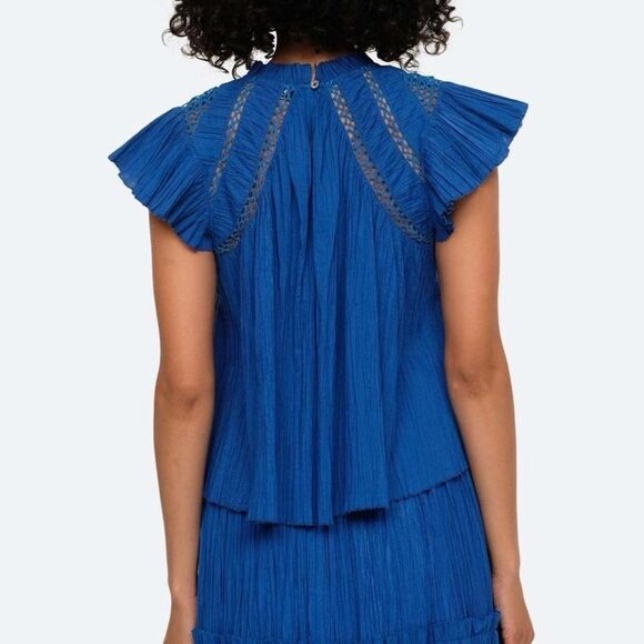 $250 Sea New York Organic Cotton Cottage Prairie Flutter Sleeve Top XS Womens - Picture 5 of 8